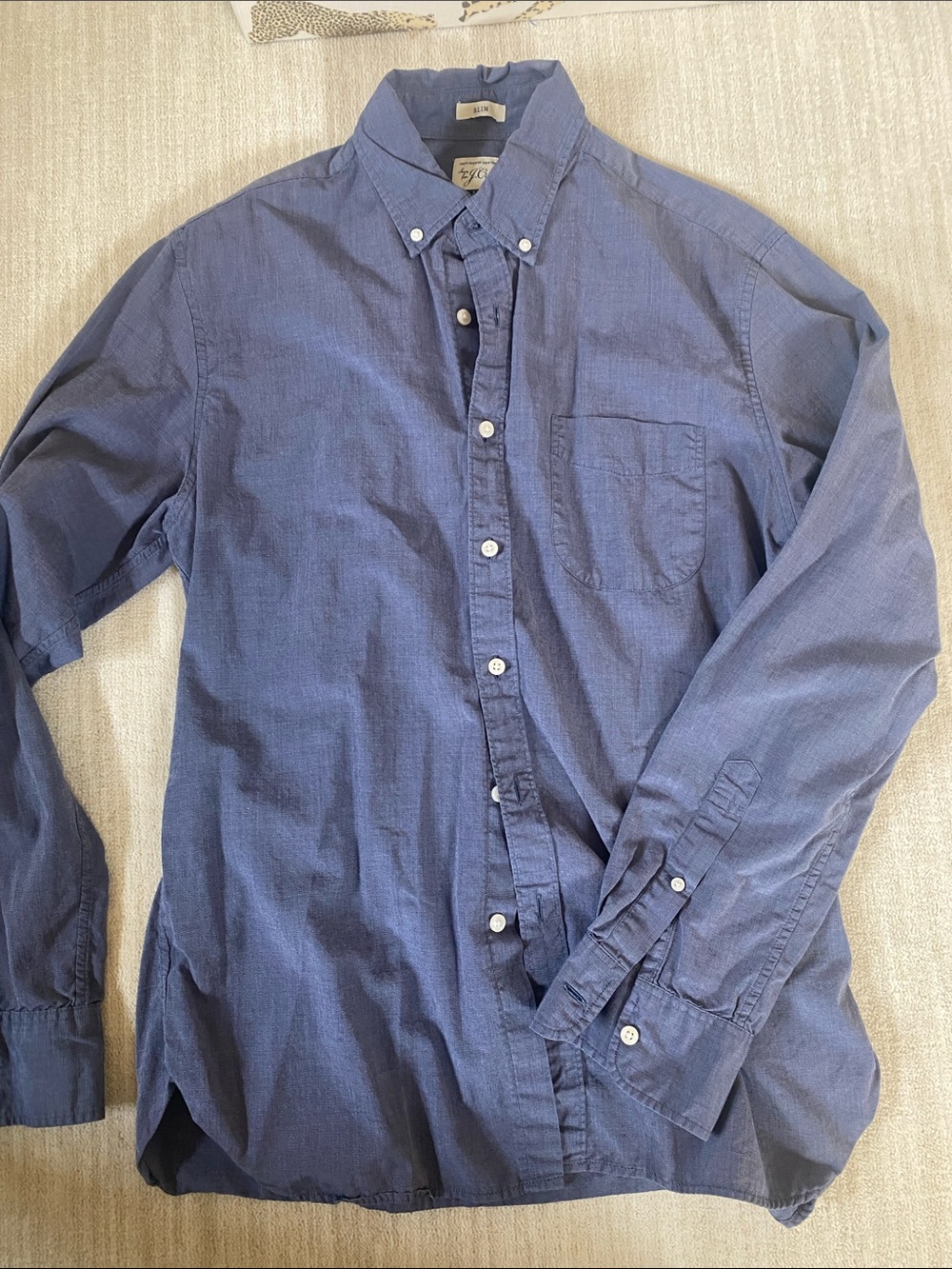 J. Crew Men's Button-Down Shirt in Indigo Blue
